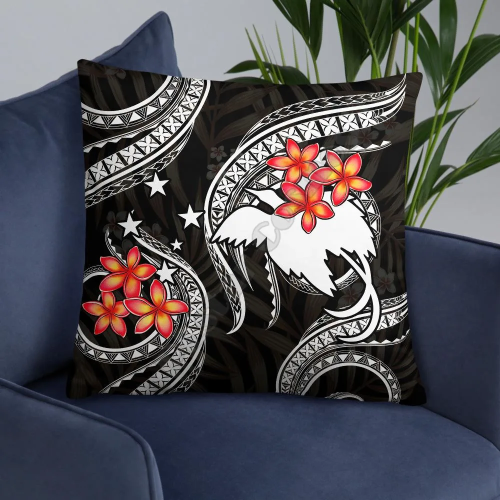 

Papua New Guinea Polynesian Pillow White Plumeria Pillowcases Throw Pillow Cover Home Decoration