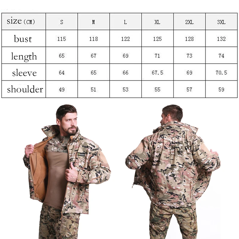 PureLeisure Men Military Tactical Camouflage Jacket Hiking Hunting Fishing Clothes Windbreaker Waterproof SoftShell Jackets | Спорт и