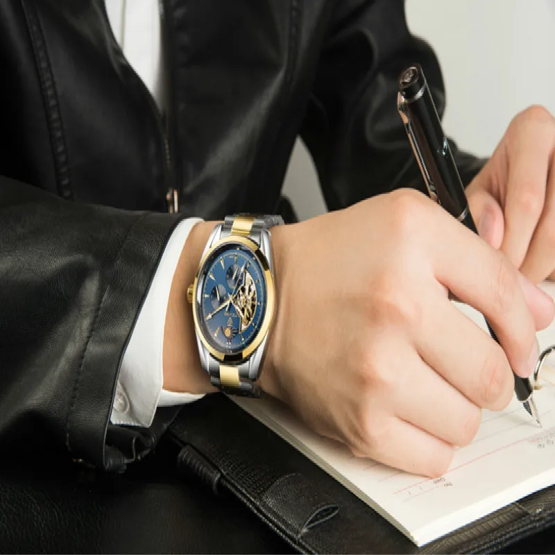 Tevise Лидирующий бренд автоматические механические мужские часы модные Tourbillon