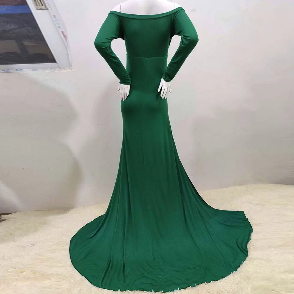 

Maternity Off Shoulder Chiffon Gown Photography Lace Split Front Maxi Dress For Photoshoot Dress Baby Shower Pregnancy Dress Hot