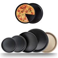 carbon steel non stick round pizza pan bakewar pastry quiche pie cake dishes tray baking sheet kitchen items tools