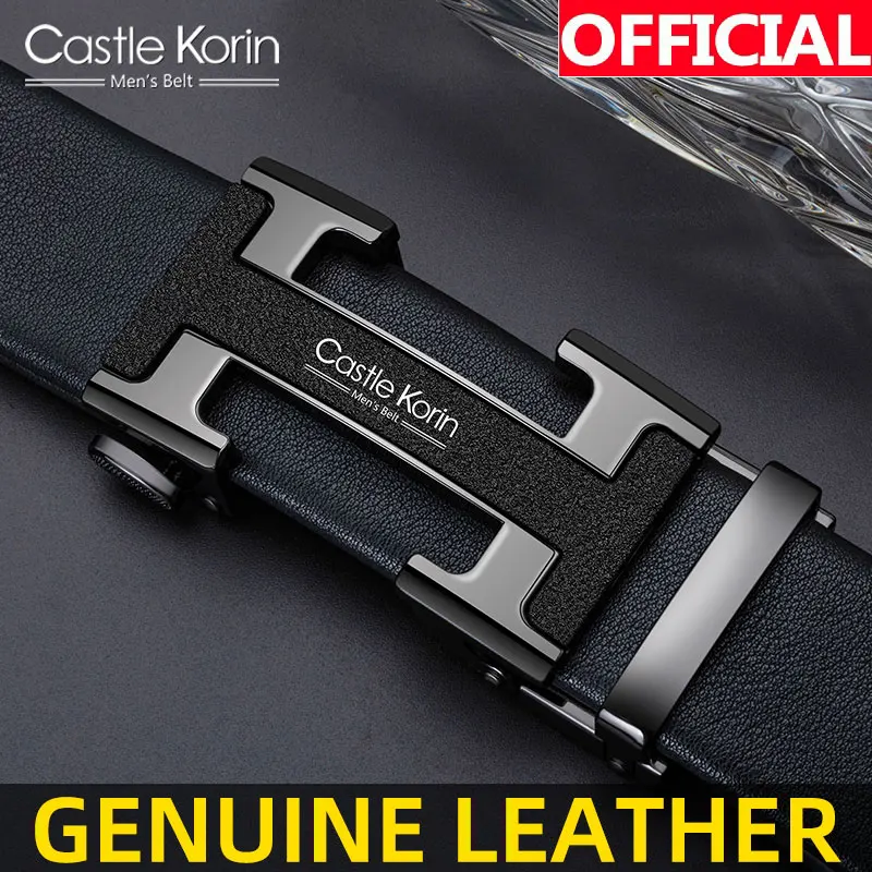 Men Belt Genuine Leather Automatic Buckle Luxury Brand Male Belts Black Strap Original Natural Cowskin Belts/01001
