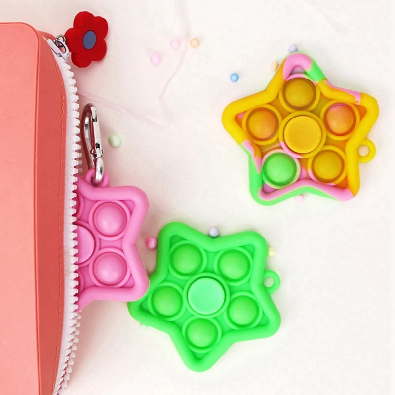 

Mini Push Pop Bubble Sensory Toy Adult Child Stress Reliever Pop Fidget Keychains Toys 2 In 1 Fidget Hand Spinner Stress Relief