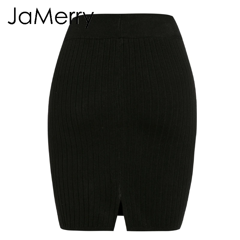 JaMerry/Винтажные женские юбки с эластичным поясом; сезон осень-зима; теплая трикотажная прямая юбка в рубчик; однотонная короткая мини-праздничная одежда юбка