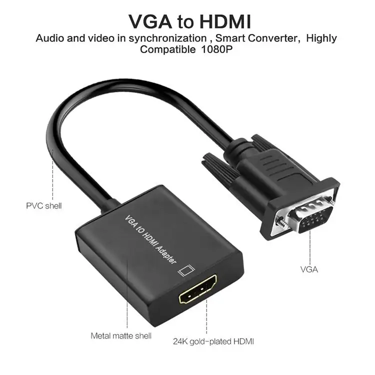 VGA в HDMI адаптер конвертер Выход 1080P HD видео кабель с аудио поддержкой для ТВ/AV/HD tv |