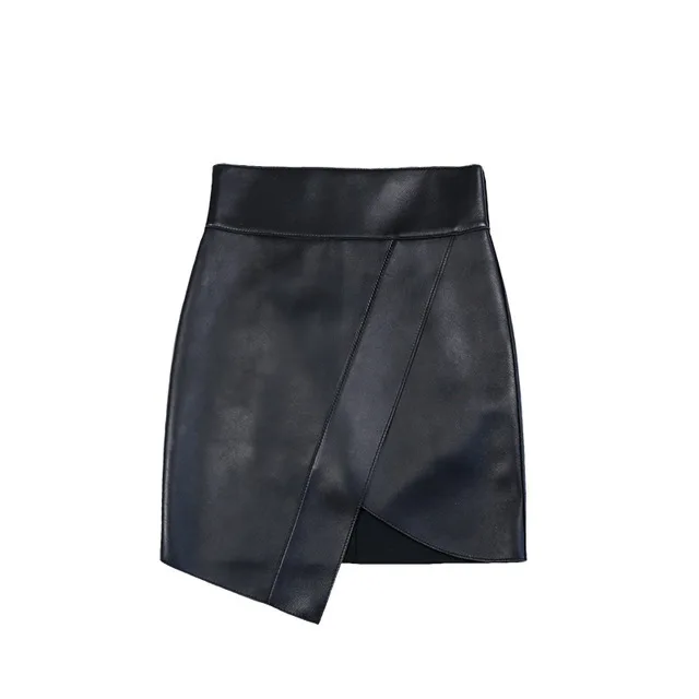 

Leather Womens Real Skirt Sheepskin Sheep Genuine Leather Mini Skirts Women High Waist High Quality Runway Ladies Skirt 2021 New
