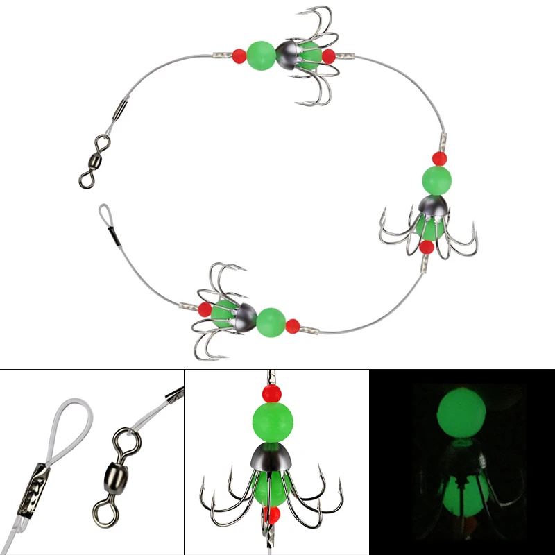 Светящаяся фосфоресцирующая Гирлянда Осьминог для кальмаров рыболовные крючки