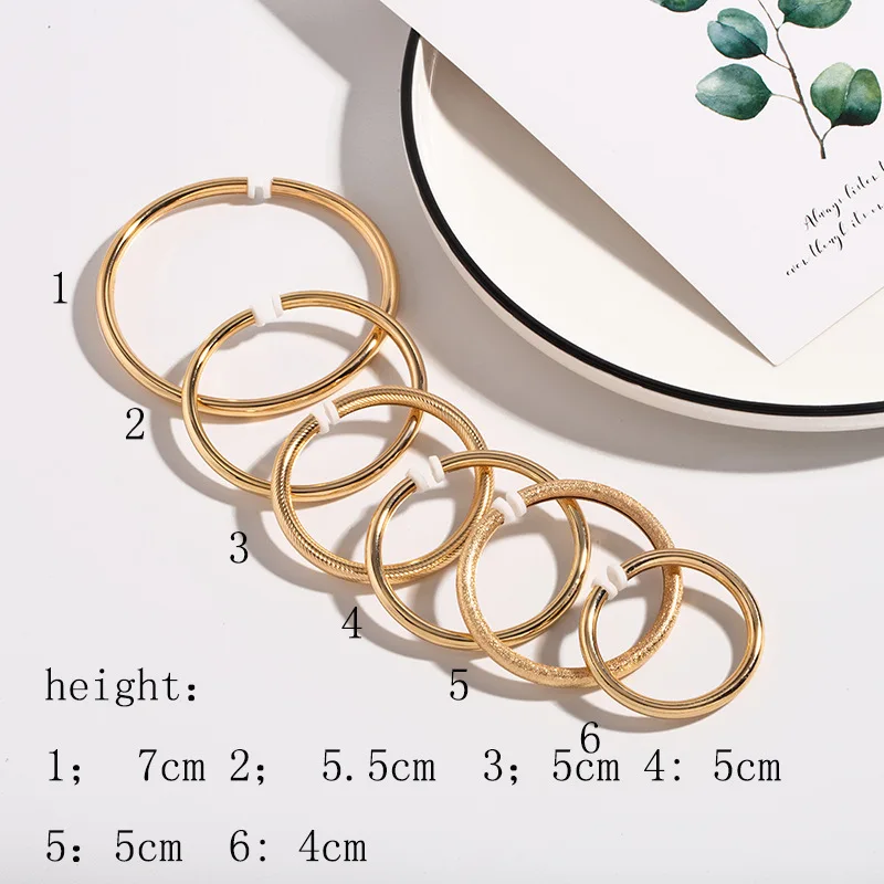 

New Simple 6 Size Punk exaggerated retro circle geometric ear clip for women girls