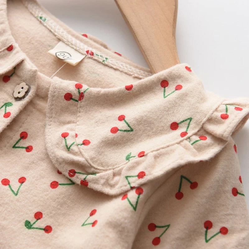 

Girls Dress 2021 Korean Fashion Style Spring Autumn Children Floral Long Sleeve Dress Coat Girl Doll Collar Casual Dresses 2-6T