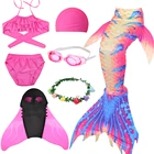 Детский купальник с хвостом Русалочки, детский Блестящий купальный костюм для косплея Русалочки, комплект для плавания с моноластом