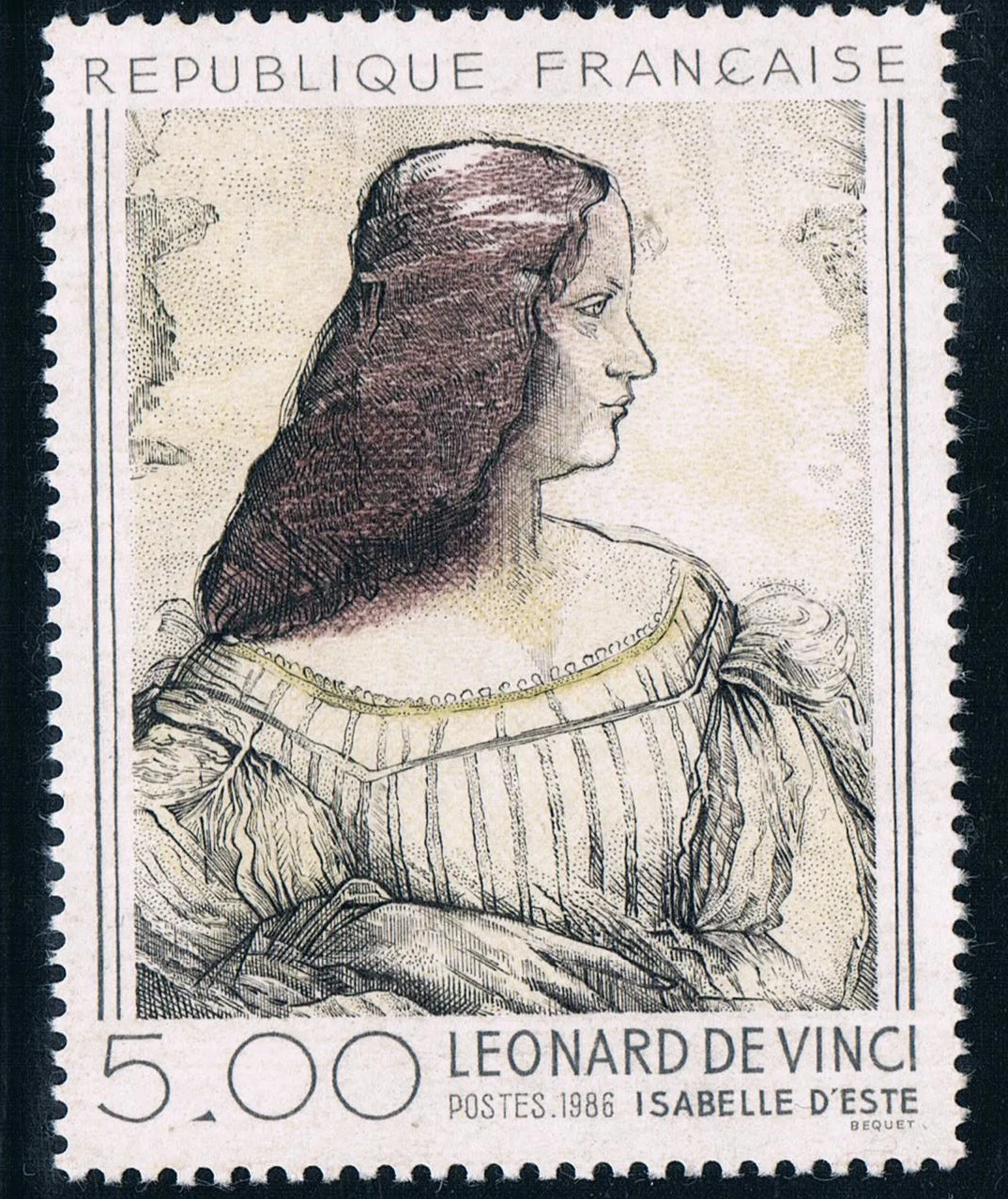 FR3107 Французский штамп 1986 Leonardo Da Vinci's Painting Isabel 1 шт. новый художественный