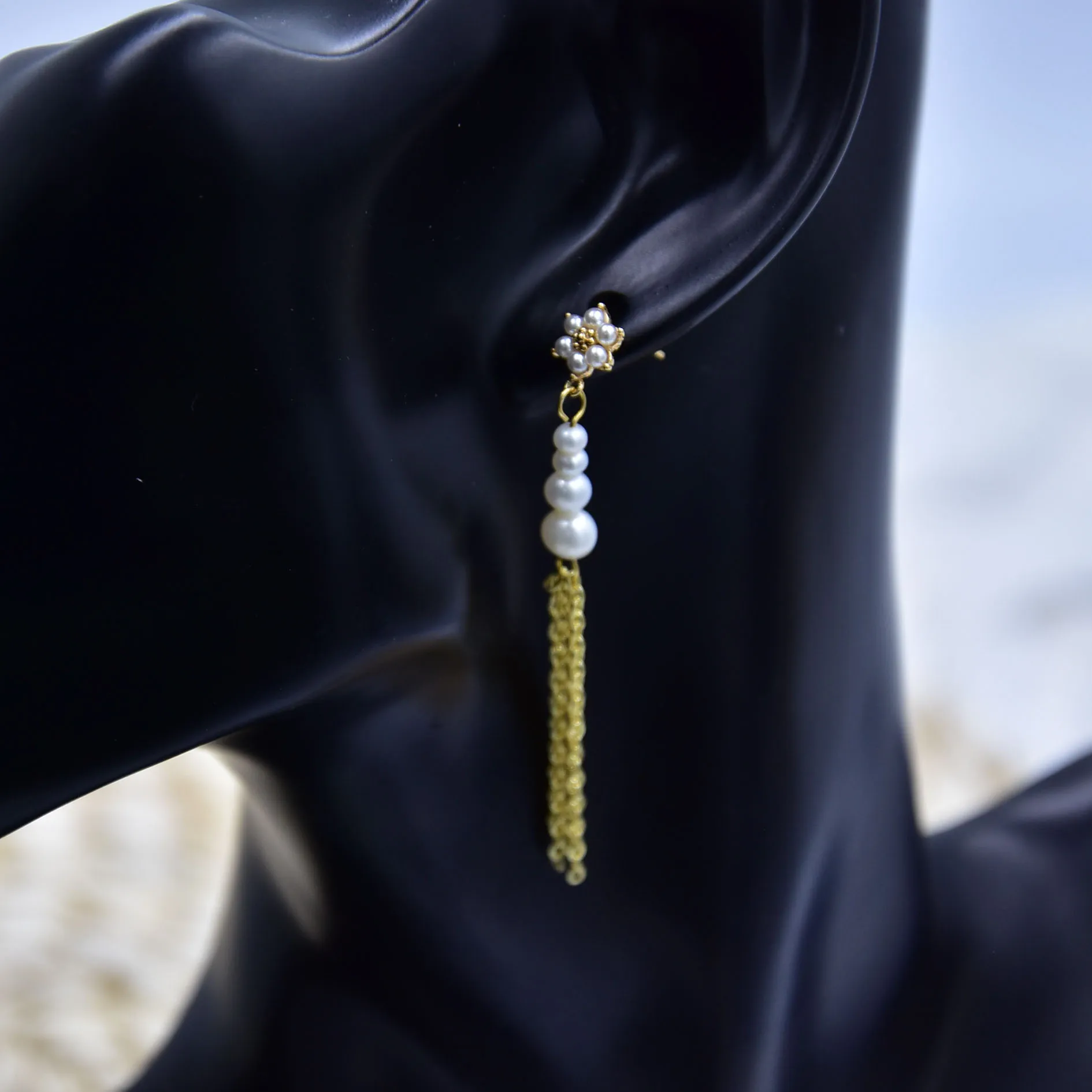 Жемчужные бусины Цветок Шпилька Винтаж ручной работы стиль имитация серьги