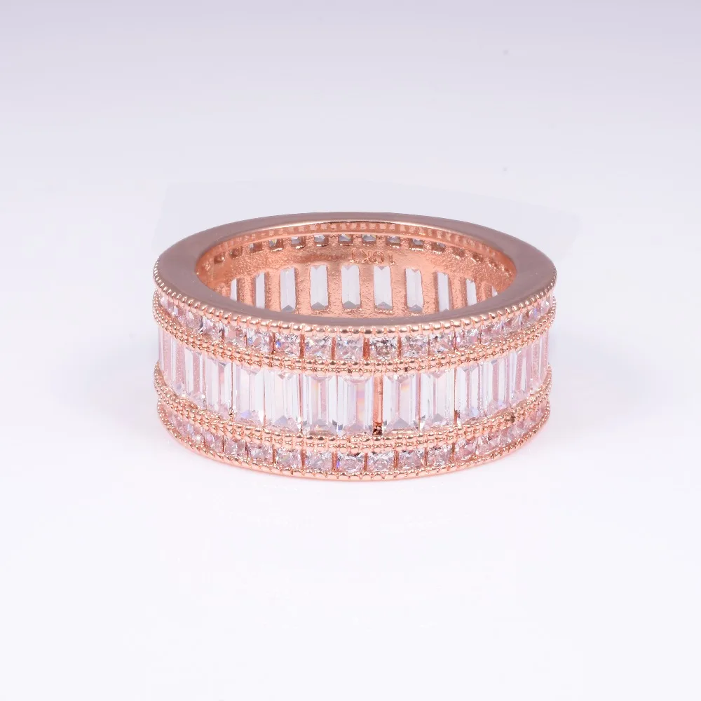 Роскошное модное кольцо с серебряным и розовым золотом покрытое драгоценными