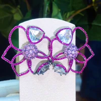 missvikki new trendy luxury daisy flowers cluster earrings for women wedding cubic zircon crystal african dubai bridal earrings