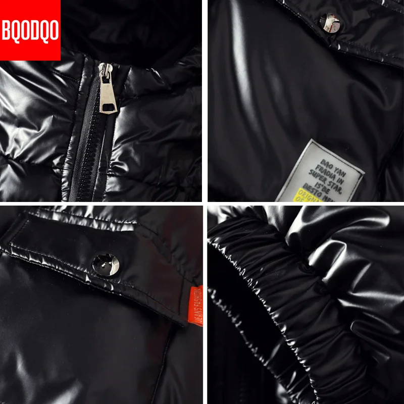 

Light Black Parkas Winter Jackets Men XL Thermal Military Japanese Korean Loose Coat Warm Thick Hooded Hip Hop Streetwear Jacket