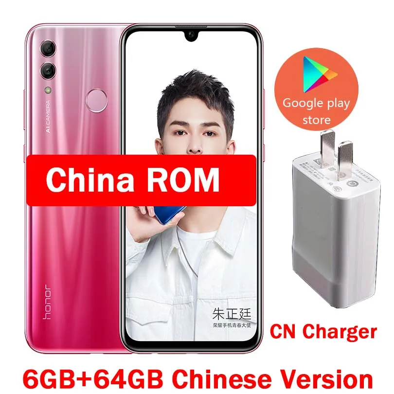 CN 6G 64G Red Honor 10 Lite, 4G, мобильный телефон, Android 9,0, 6,21 дюйма, FHD, 2340X1080, двойной шрифт, задняя камера 24 МП, AI камера, отпечаток пальца, 710, Восьмиядерный - Цвет: CN 6G 64G Red