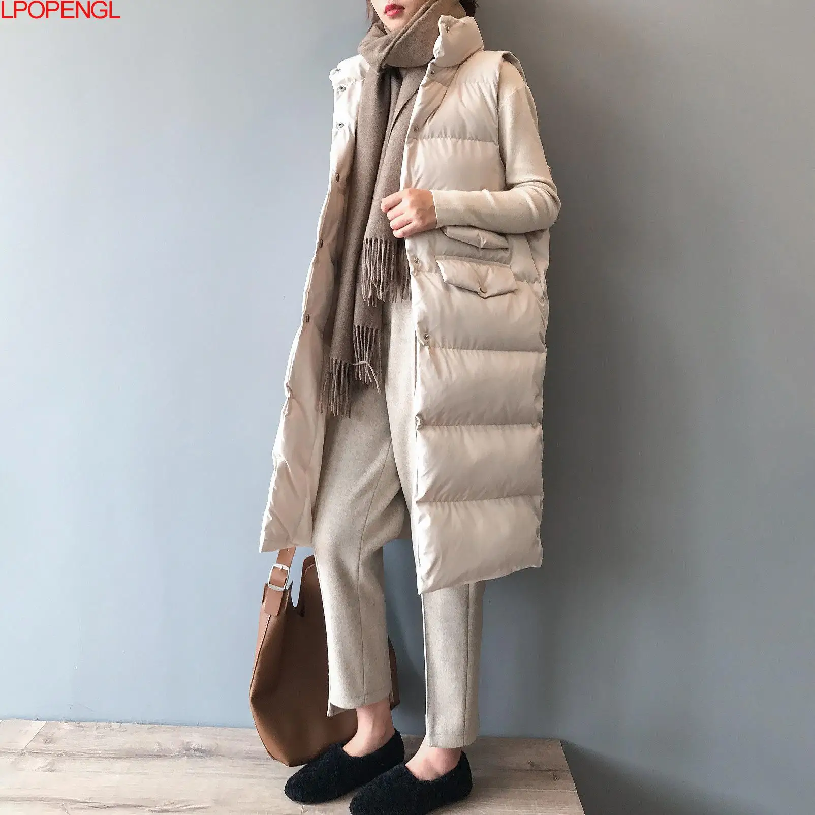 

2021 Women Winter Vest Coat Stand Collar Women Long Vest Warm Women Tops Vest clothes Chaleco Mujer Gilet Casaco Feminino