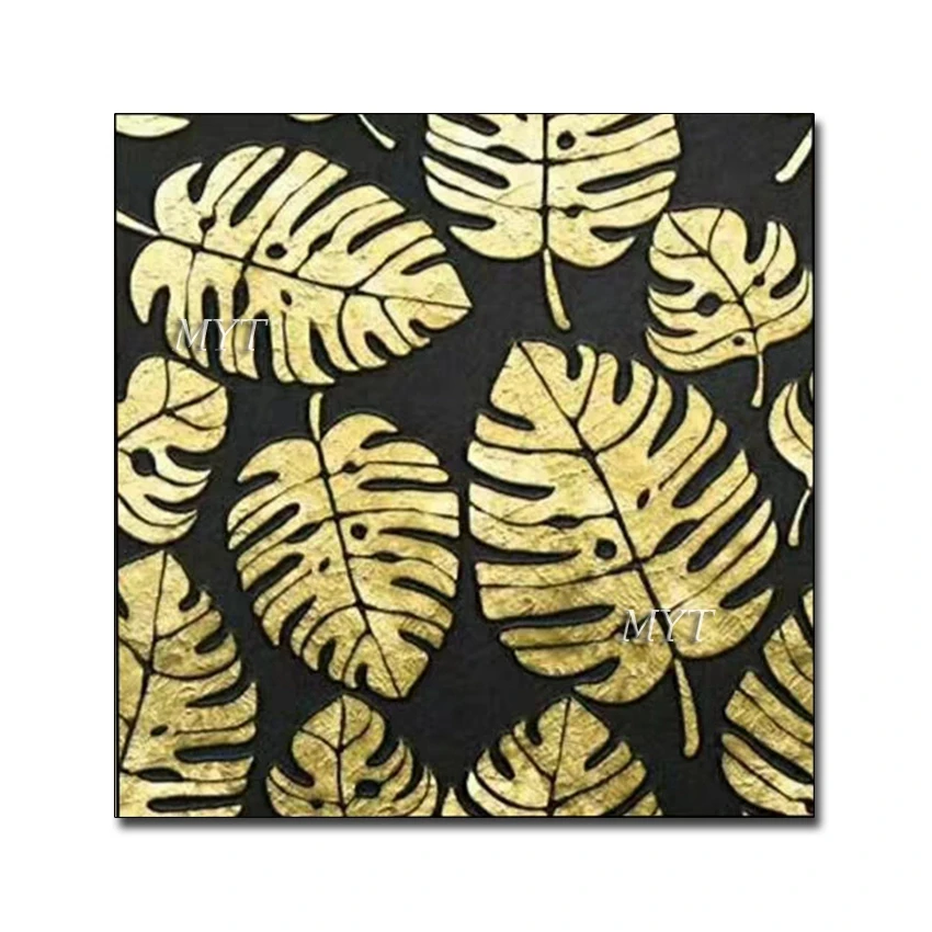 Абстрактная Золотая фольга ручной работы картина маслом холст настенное