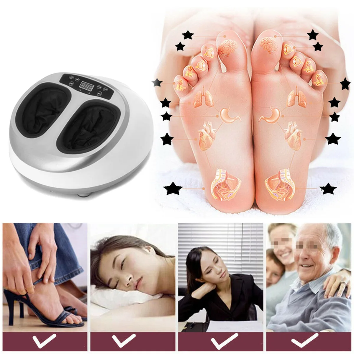 Электрический массажер для ног с подогревом и давлением воздуха 220 В | Красота