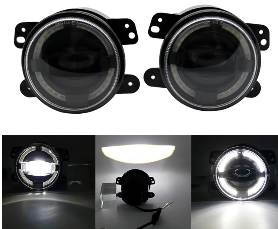 Парный светодиодный противотуманный светильник 30 Вт 4 дюйма для 97~ 17 Jeep Wrangler JK TJ CJ Rubicon Sahara 4 дюйма Янтарный Желтый светодиодный противотуманный светильник s для Dodge