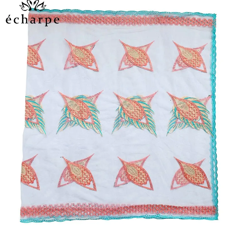 Newest African Women Hijab Scarfs Soft Embroidery Net Scarf Breathe and Tulle Material for Summer Shawls BN425 | Тематическая
