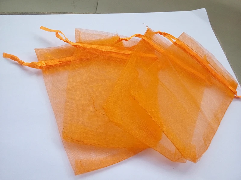

300pcs 13*18 Orange gift bags for jewelry/wedding/christmas/birthday Organza Bags with handles Packaging Yarn bag