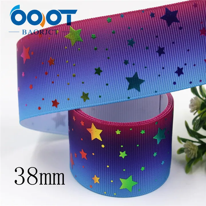 I-19911-2131 OOOT BAORJCT I-19911-2131, 38 мм, 10 ярдов Красочные Звезды горячего тиснения корсажные ленты, лук крышка DIY аксессуары украшения - Цвет: I-19911-2131