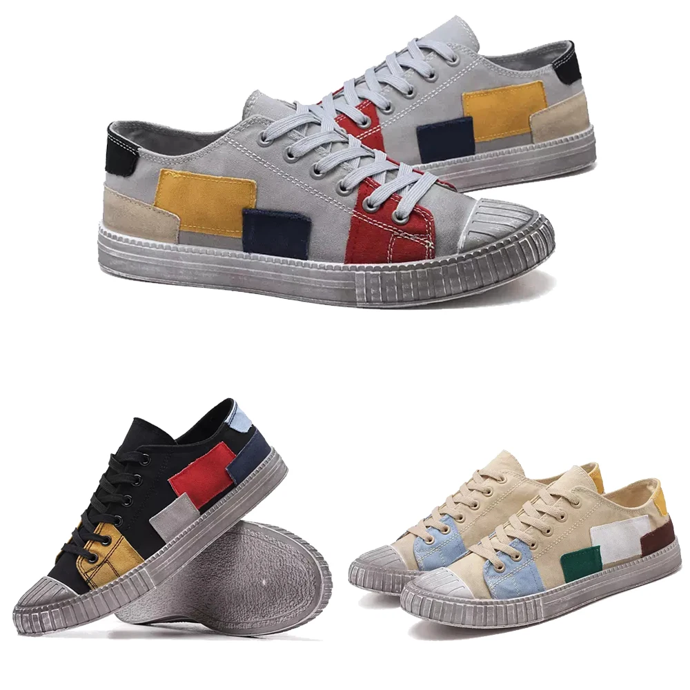 Кроссовки мужские в стиле ретро Вулканизированная подошва на шнуровке с