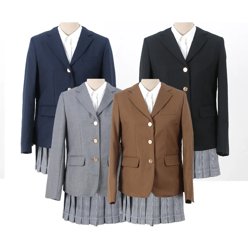 

4 Colors Classical Spring Autumn Formal Blazers Japanese Long Sleeves Suit Pockets Jackets Coat High School DK JK Uniforms