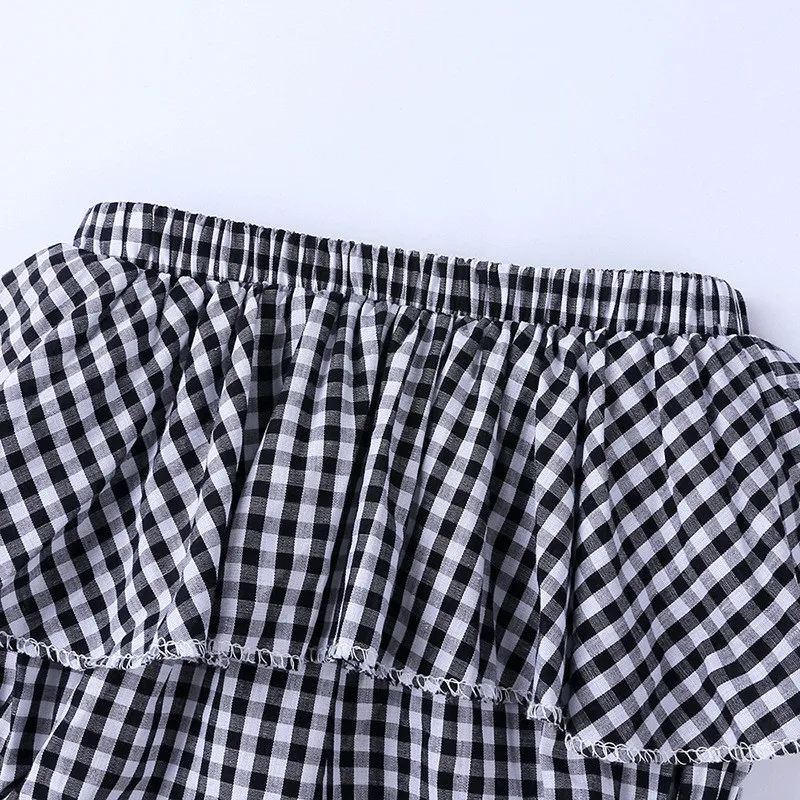 Детские шаровары в клетку с цветочным принтом Повседневные детские милые