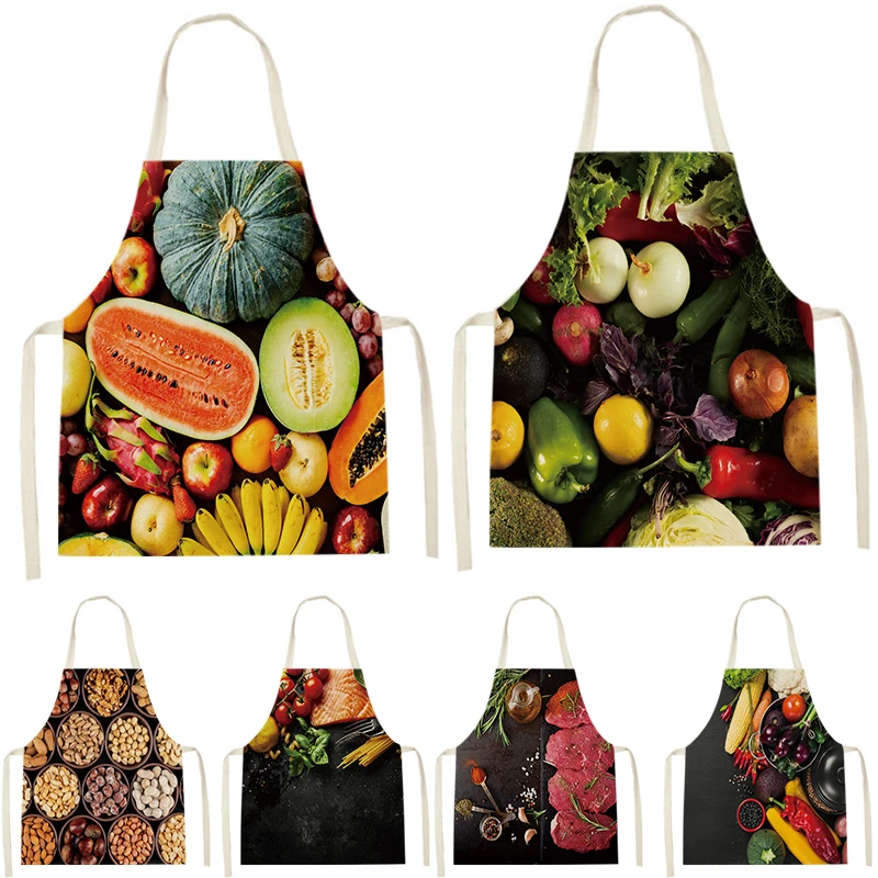 

Durable Canvas Cowboy Apron Kitchen Of Fruit Unisex Printing Kitchen Apron Children Gardening Bib Grill Coffee Straps