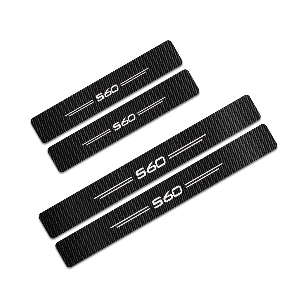 S60 4PCS Car Stickers For Volvo S60 XC90 V40 V50 V60 S60 S90 V90 XC60 XC40 AWD T6 Auto Door Threshold Carbon Protector Accessories - Название цвета: S60