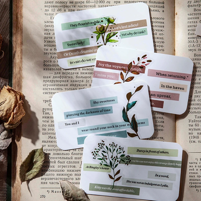 

8PCS Chinese Poetry Collection Series Creativity Literature Art Journal Decorative Paper Stickers Scrapbooking Label Stationery