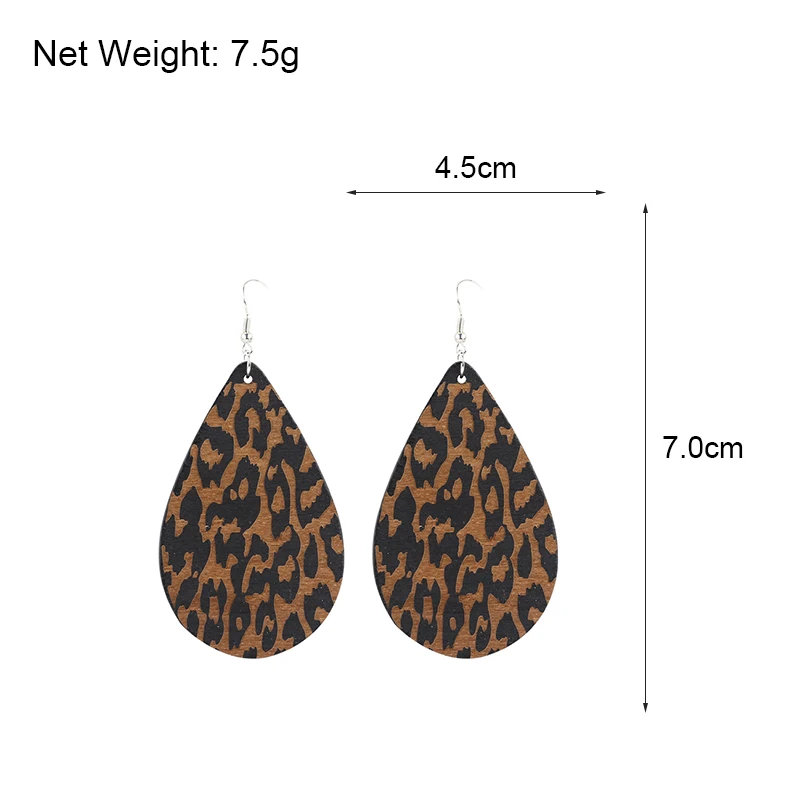 Lifefontier простые деревянные серьги капли с леопардовым принтом Разноцветные в