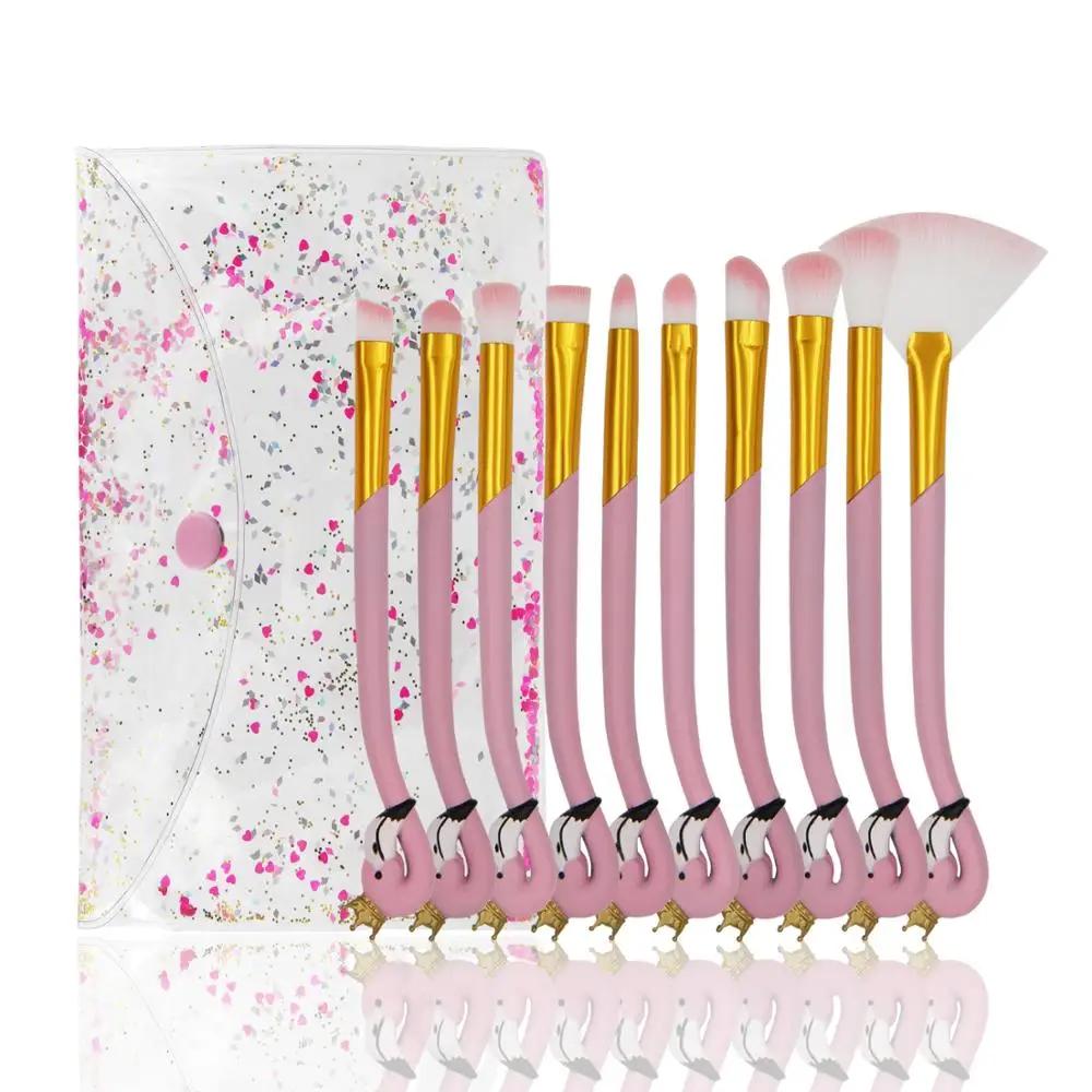 5 pcs/10pcs Cute Pink Flamingo Makeup Set Brush Eyebrow Foundation Brushes Tools Lip Christmas Gift | Красота и здоровье