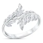 Простое модное кольцо серебряного цвета с кристаллами в виде листьев, изысканная бижутерия, регулируемое кольцо на палец для женщин, подарки на вечеринку, свадьбу, помолвку