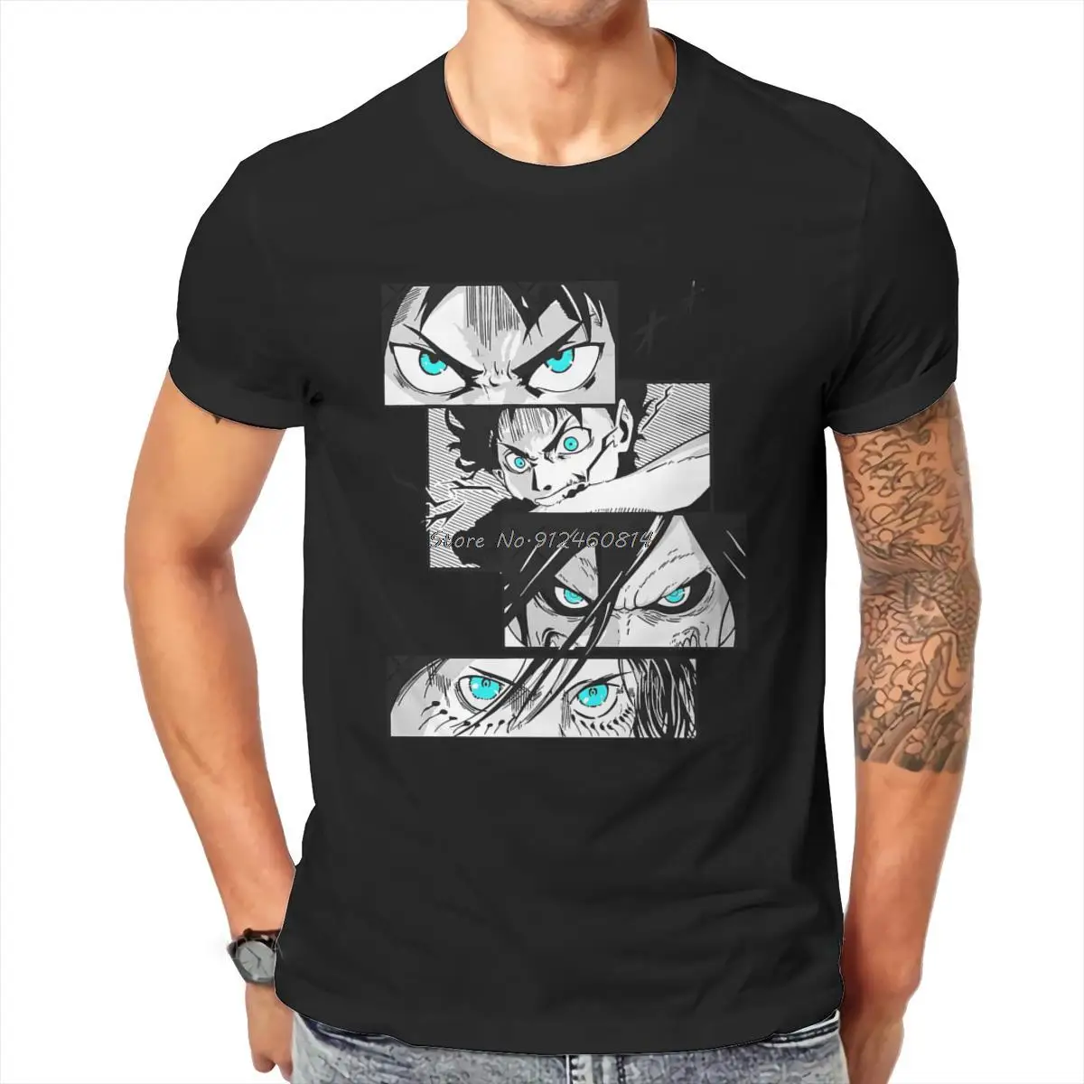 

Attack on Titan Shingeki no Kyojin Eren T Shirt Vintage Punk High Quality Men Cotton Tshirt Hip Hop Tees Streetwear Harajuku