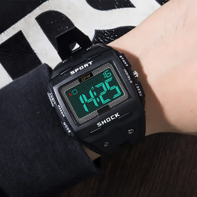 

2021 Men Sports Watch Digital Led Multifunction Alarm Chronograph 5ATM Waterproof Backlight Square Men Watches Relogio Masculino