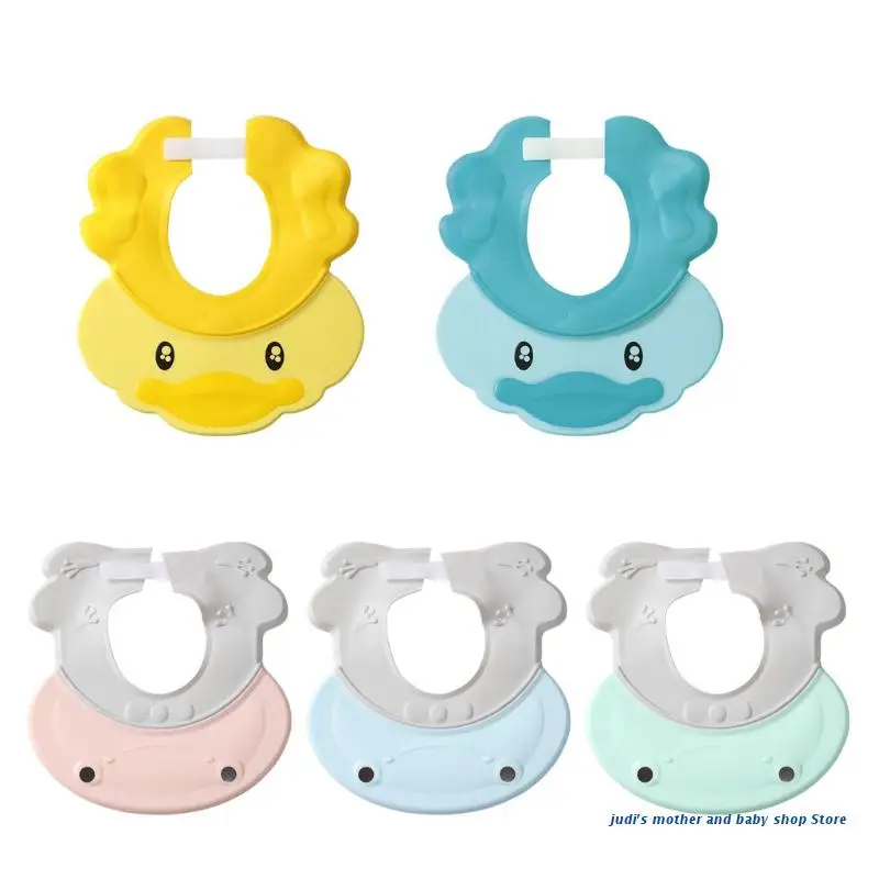 

67JC Baby Shower Cap Adjustable Silicone Shampoo Bath Cap Durable and Safe Waterproof Shampoo Shower Cap Cute Duck Frog Style