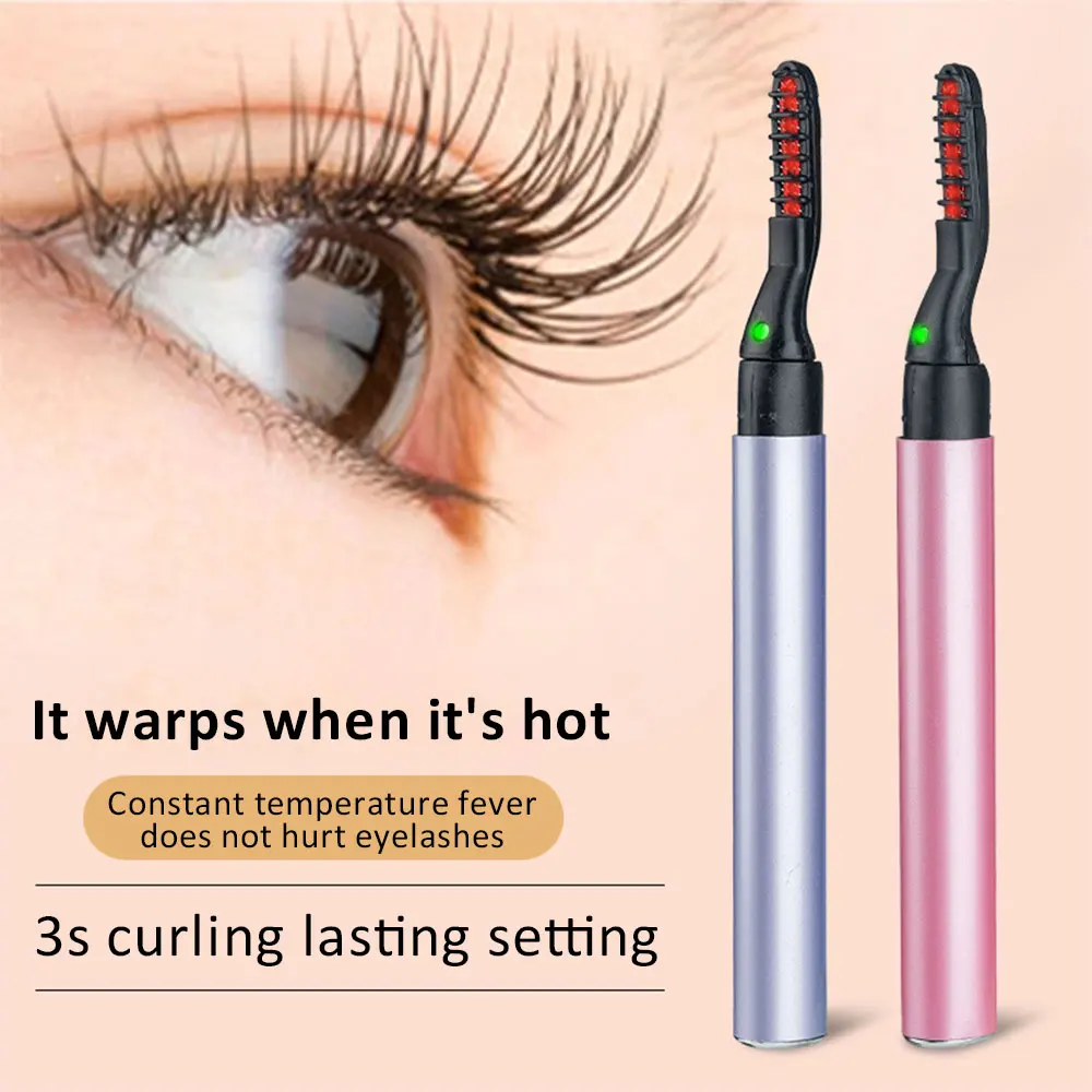 

Mini Electric Heated Eyelash Curler USB Rechargeable Eyelashes Curler Quick Heating Natural Eyelash Curler Long Lasting Makeup