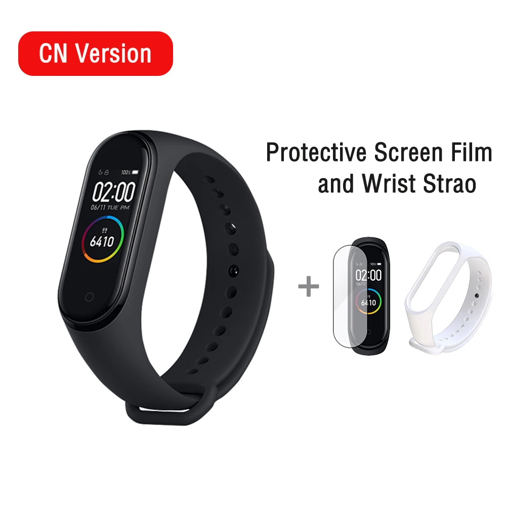Xiaomi mi Band 4 Smart mi band 3 Цвета экран браслет пульсометр фитнес музыка Bluetooth 50 м водонепроницаемый бандаж 4 - Цвет: with two6