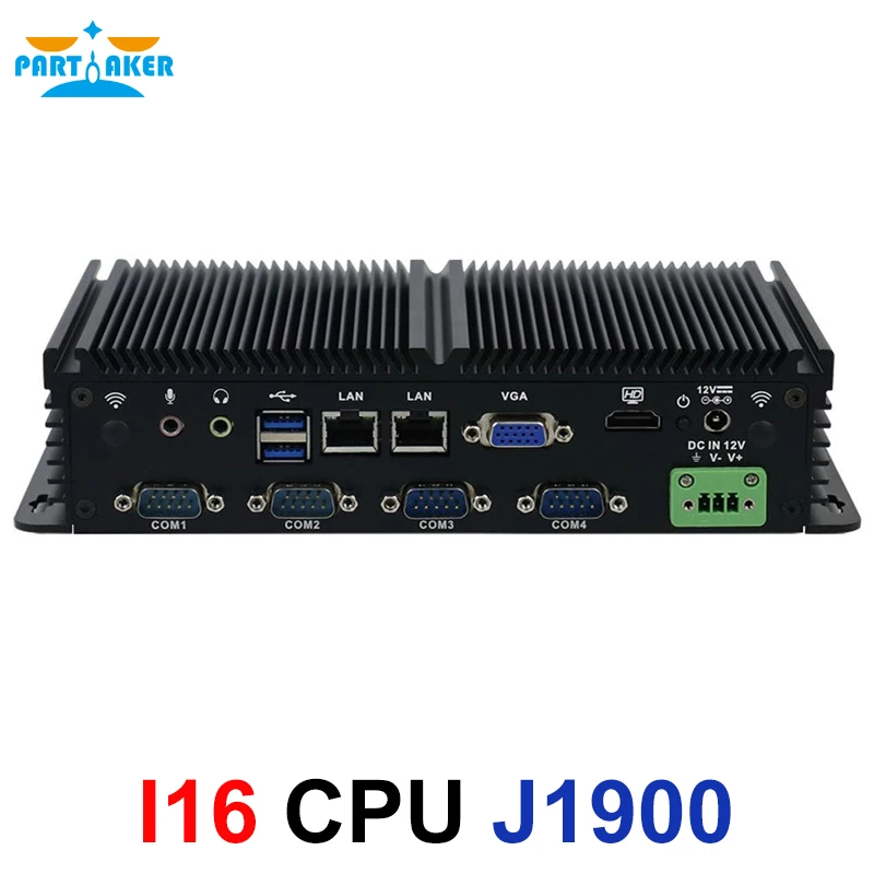 

Partaker Linux Mini PC Intel J1900 Dual Lan Fanless Industrial Computer Support GPIO SIM Slot 6 RS232 COM Port For Win 7 Win 10