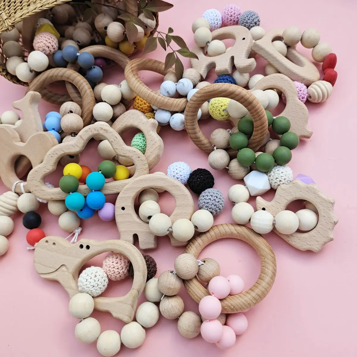 Деревянный Прорезыватель для зубов Детские деревянные игрушки животных малышей