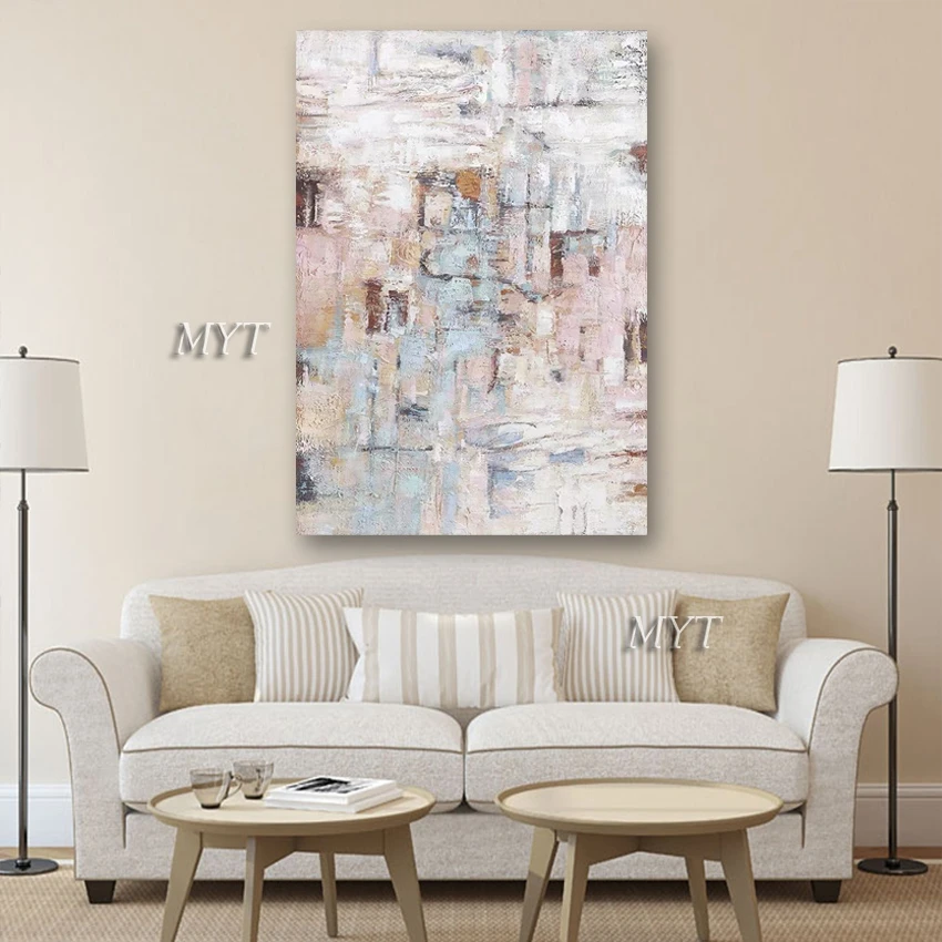 Абстрактная простая картина маслом без рамы на стену в интерьере дизайн 100%