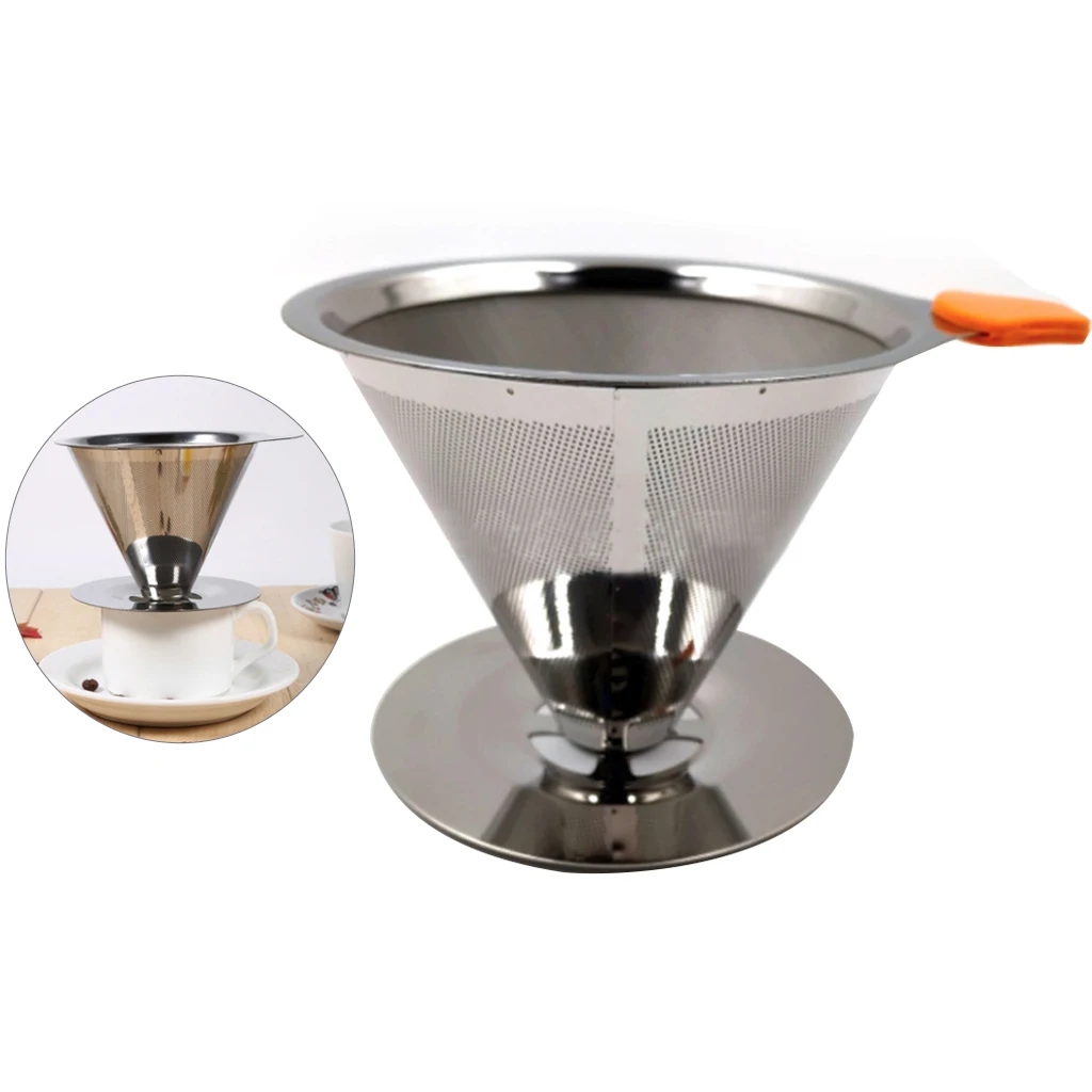 Многоразовый двухслойный держатель фильтра для кофе из нержавеющей стали