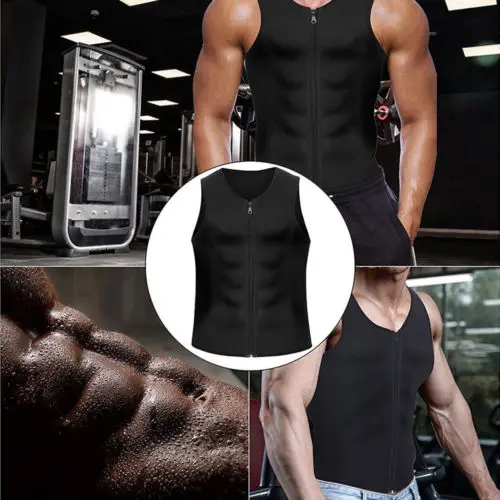 

Hot Sale Men's Slimming Best Shapewear Zipper Sleeveless T Shirt Vest for Waist Chest Shaper Sweat Shirt Tank Plus Size S-3XL