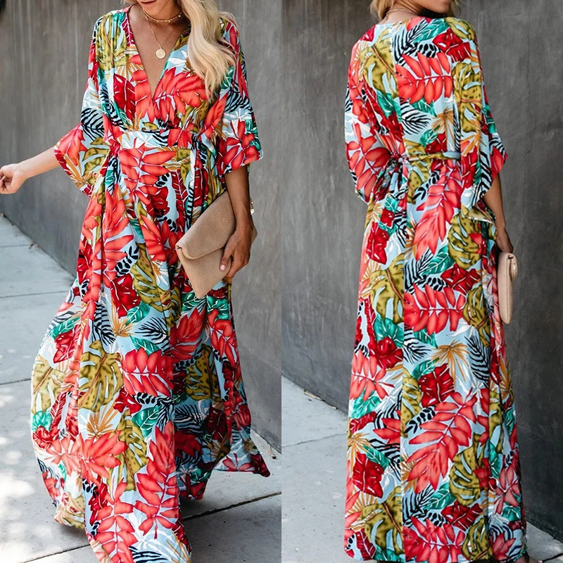 2020 плюс размер хлопковый красный купальный костюм с принтом накидка Saida de Praia Sarong