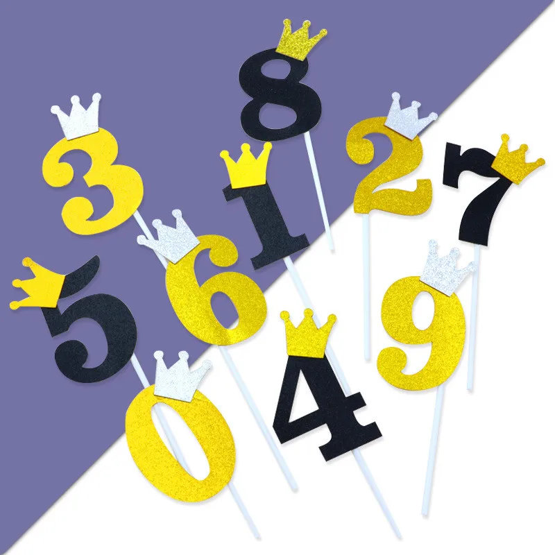 

5PCS 0123456789 number Birthday cake decoration card card baking paper cup card card