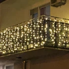 Светодиодные занавески 2 м, 3 м, 4 м, 10 м x 2 м, украшение для свадебной спальни, Рождественская гирлянда, огни в виде сосулек вечерние праздничное освещение