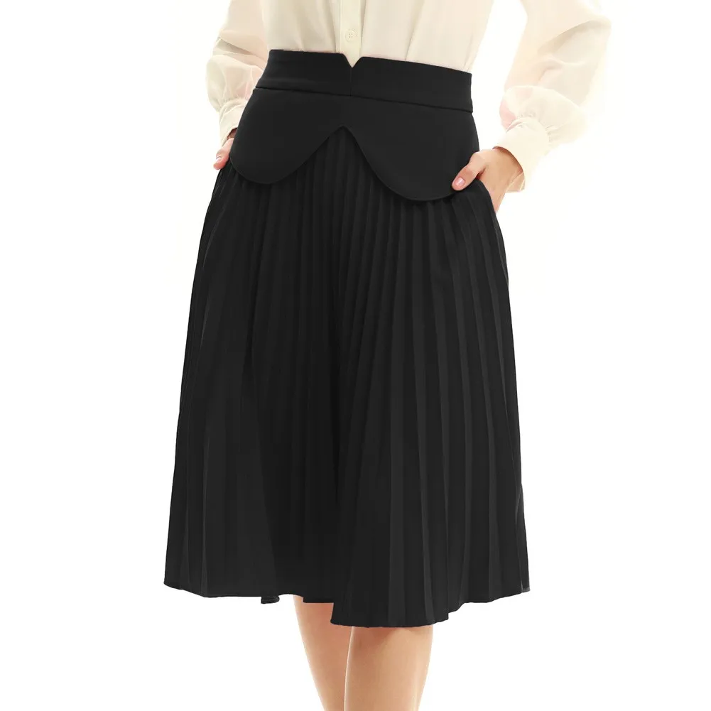 

Women Vintage Pleated Skirt Retro High Waist Flared A-Line Swing Skirt Summer Girl Youth Ladies Fashion Long Skirts